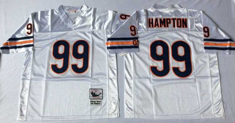 Bears 99 Dan Hampton White M&N Road Throwback Jersey